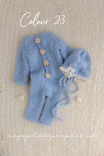 Baby newborn knitted romper and bear bonnet, off white, made to order
