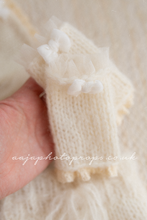 Baby newborn bear bonnet, leg warmers, bloomers set, Creamy Off White, Made to order