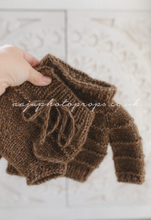 Knitted Baby newborn sweater and bloomers, brown, made to order