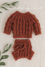 Baby newborn sweater and bloomers, Rust burnt orange, chunky, RTS
