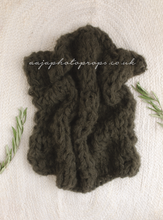 Knitted chunky layer, fluffy soft, dark green Photo prop, RTS