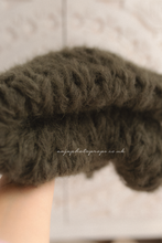 Knitted chunky layer, fluffy soft, dark green Photo prop, RTS
