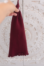 Baby newborn girl sleepy hat, knot, bordeaux, burgundy red,  RTS