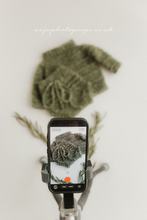 Knitted Baby newborn sweater and bloomers, old green, made to order