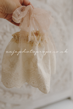 Baby newborn girl top and nappy cover, vintage style, boho, beige, RTS