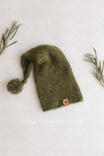 Knitted baby newborn hat, olive green, RTS