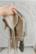 Baby newborn knitted romper and bonnet, natural, Made to order