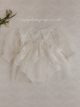 Baby newborn romper in off white, vintage style, boho, lace, RTS