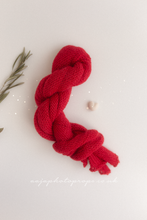 Knitted wrap, red, long, RTS