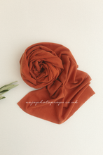 Baby newborn wrap rust burnt orange stretch, RTS