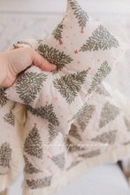 Boho Christmas quilt layer, pillow, set, tree, green, cream, white, frilly, RTS