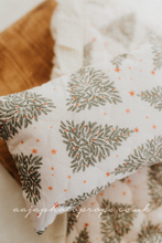 Boho Christmas quilt layer, pillow, set, tree, green, cream, white, frilly, RTS