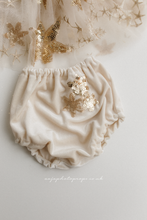 Cream star 6-12 months size baby girl top and nappy cover, Christmas, RTS