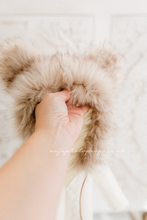Baby newborn eskimo bear hoodie romper, off white Ivory, faux fur, Christmas, RTS