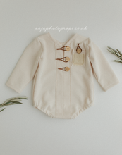 6-12 months size baby romper, Creamy beige, waffle, RTS