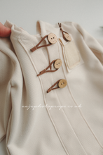 6-12 months size baby romper, Creamy beige, waffle, RTS