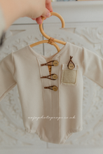 6-12 months size baby romper, Creamy beige, waffle, RTS