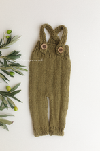 Baby newborn dungarees, boho, straps, khaki green, lifestyle photography props, RTS