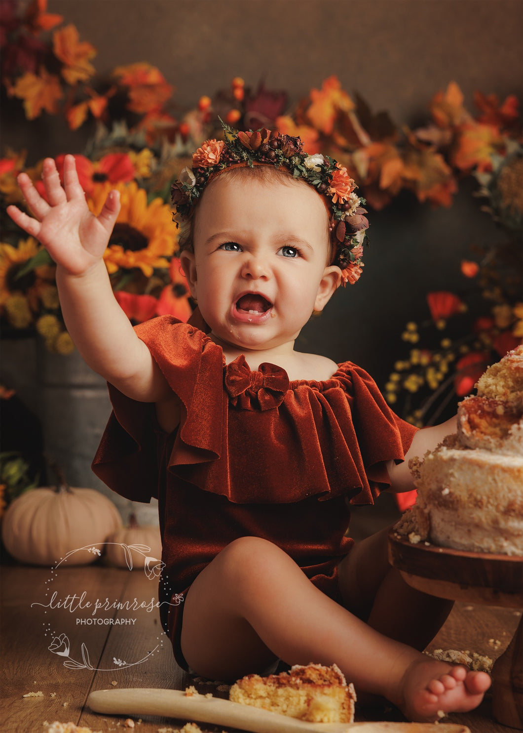 Baby 9-12 months size girl velvet romper, frilly, rust, burnt orange, Made to order