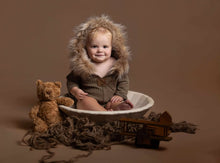 Baby 9-12 months sitter romper, neutral, faux fur, beige, eskimo, taupe, made to order
