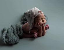 Baby newborn sleepy hat, knot, beige, cutest, patch, RTS