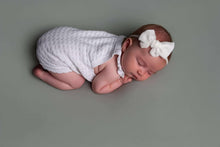 Baby girl velvet bow tieback, off white, soft, single, RTS