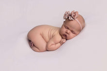 Velvet newborn and sitter girl tieback, dusty pink, double, RTS