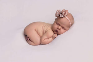 Velvet newborn and sitter girl tieback, dusty pink, double, RTS