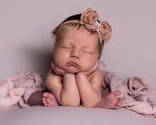 Velvet newborn and sitter girl tieback, dusty pink, double, RTS
