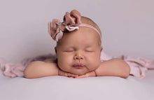 Velvet newborn and sitter girl tieback, dusty pink, double, RTS