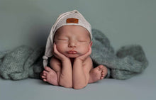 Baby newborn sleepy hat, knot, beige, cutest, patch, RTS