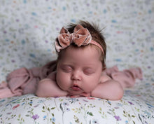 Velvet newborn and sitter girl tieback, dusty pink, double, RTS