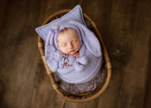 Lavender lilac baby newborn bunny bonnet and wrap, Made to order