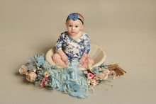 Baby newborn girl velvet bow tieback Blue, plush, soft, double, RTS