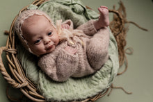 Baby newborn knitted romper and bonnet, pastel blush pink, made to order