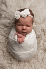 Baby girl velvet bow tieback, off white, soft, single, RTS