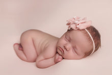 Baby newborn girl velvet bow tieback, light blush pink, plush, soft, RTS