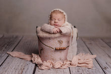 Baby newborn knitted romper and bonnet, pastel blush pink, made to order
