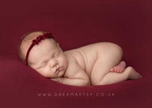 Baby newborn girl velvet bows tieback light sage, soft, RTS