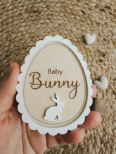Wooden oval disc, baby, bunny, rabbit, engraved, RTS