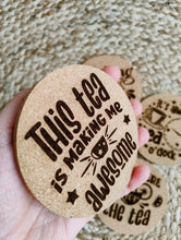 Coffee/tea coasters, cork, engraved, Set of 4, RTS
