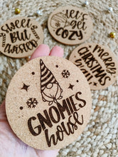 Coffee/tea coasters, cork, engraved, Christmas, Set of 4, RTS