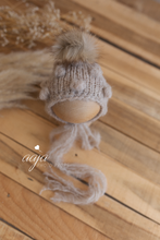 Knitted chunky layer, wrap and 2 bonnets set, fluffy soft, beige, velvet, Made to order