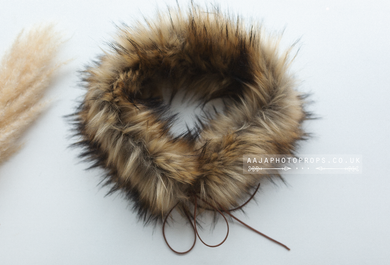 Baby and toddler faux fur collar, brown, RTS