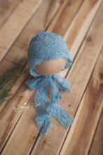 Baby girl newborn vintage style blue bonnet, boho, vintage, RTS
