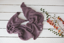 Baby newborn knitted wrap and bonnet set, plum, mauve, made to order