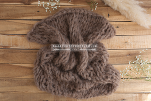 Chunky layer, wrap and 2 bonnets set, soft, brown, made to order