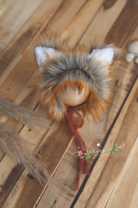 Baby newborn fox bonnet and wrap set, burnt orange, rust, made to order