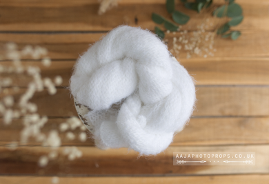 Knitted wrap prop, White, feathery style, fluffy, made to order