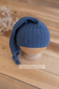 Baby newborn sleepy hat, knot, blue, RTS